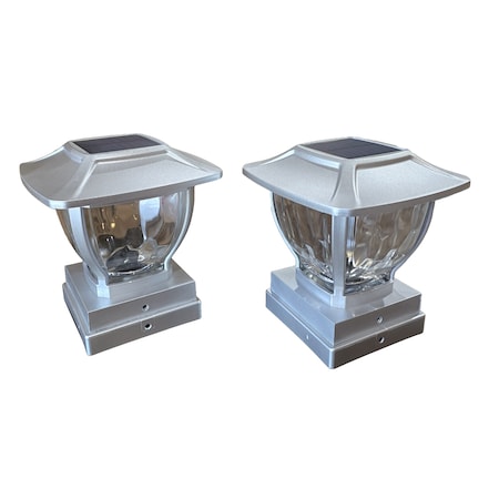 Maxsa Innovations Solar Post Cap & Deck Railing Lights, Metallic Silver, 2PK 41781